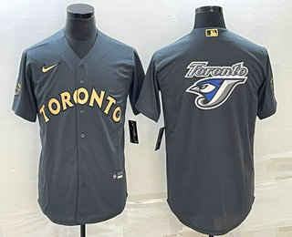 Mens Toronto Blue Jays Big Logo Grey 2022 All Star Stitched Cool Base Nike Jersey->toronto blue jays->MLB Jersey
